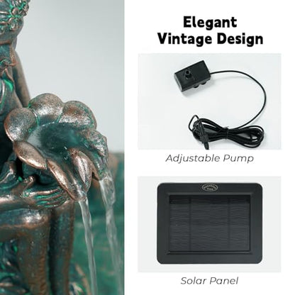 ZMG Angel Fairy - Fuente de agua solar de 14 pulgadas para e