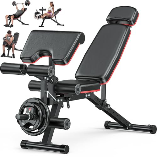 XDDIAS Banco de entrenamiento, banco de pesas ajustable con
