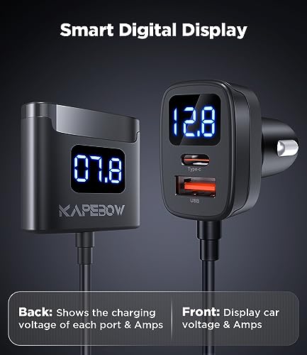 kapebow - Cargador de coche USB C de carga rápida de 78 W, c