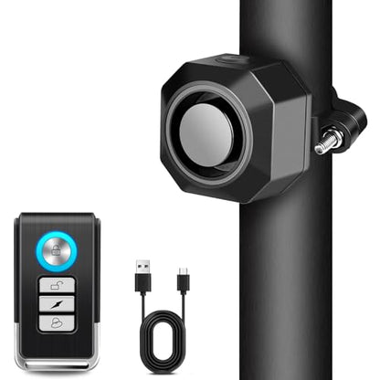Cruxer Alarma de bicicleta recargable por USB con soporte, a