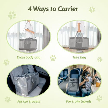 Transportador de gatos extragrande para 2 gatos, 24 x 14 x 1