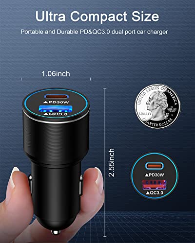 Toma USB de 12 voltios, 30 W + 18 W, cargador de coche USB C