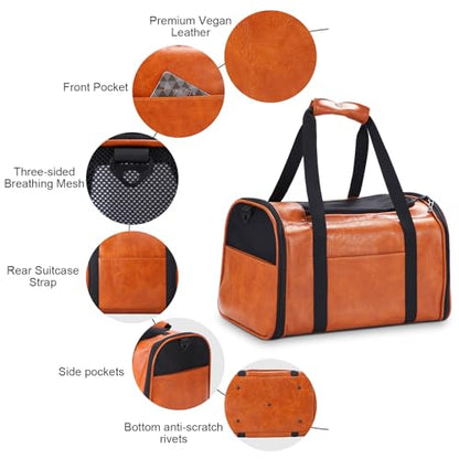 Transportador de cuero de moda para perros y gatos, aprobado