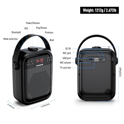 ZOWEETEK Amplificador de voz micrófono inalámbrico de mano,