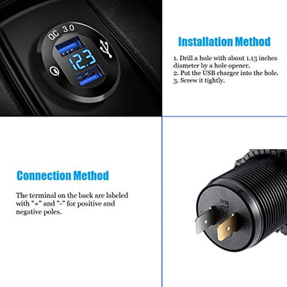 YONHAN Enchufe de carga rápida 3.0 dual USB, toma de corrien