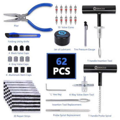 Kit universal de reparación de neumáticos portátil de 62 pie
