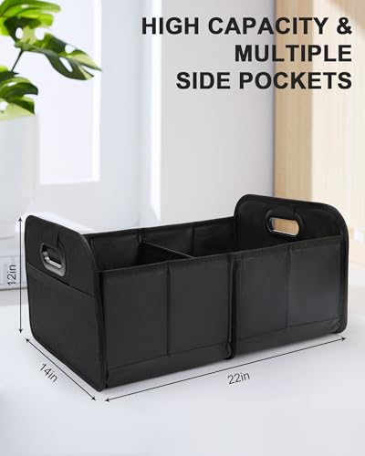 Organizador de maletero de automóvil, plegable, negro, 18.5