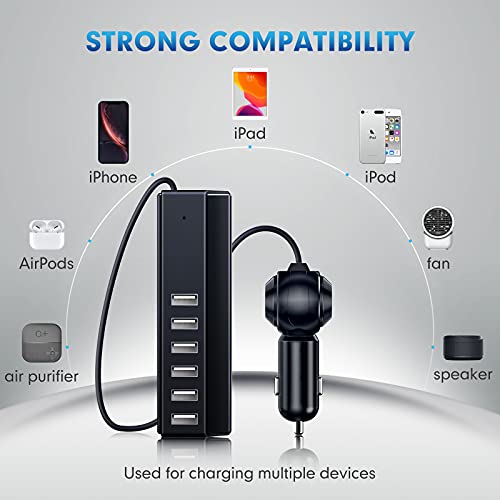 Cargador de coche USB, 6 puertos rápido 65 W cargador de coc