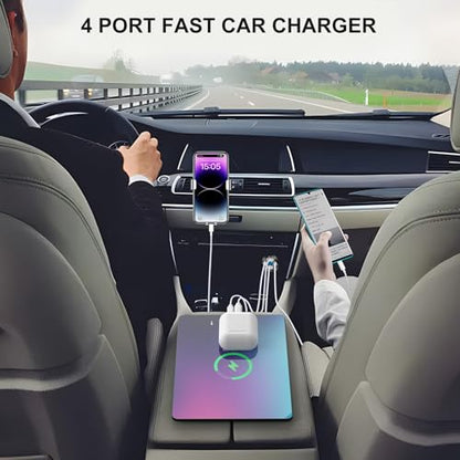 Cargador de aluminio con salida USB de 4 puertos y 12 V, 78