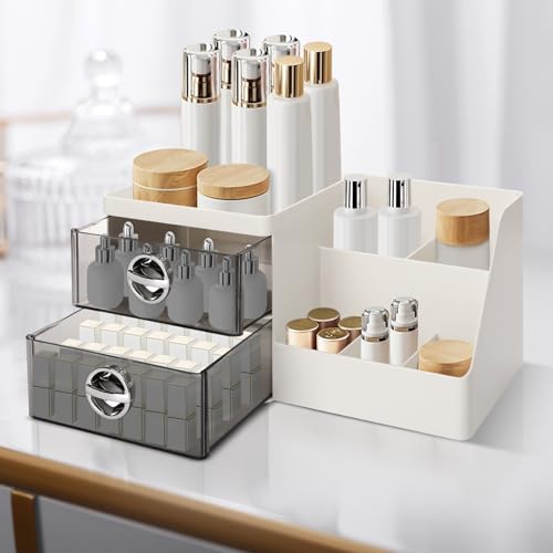 Organizador de maquillaje con cajones transparentes, organiz