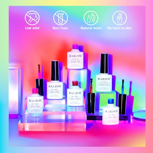 RARJSM Juego de 6 esmaltes de uñas de gel de gelatina de neó