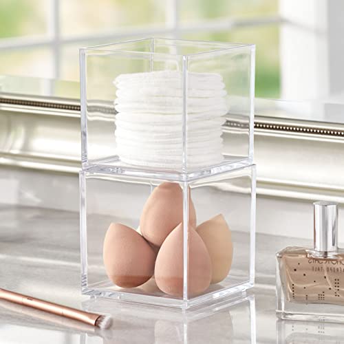 mDesign Organizador de cosméticos cuadrado apilable para bañ