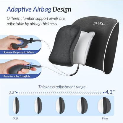 ZIKEE Almohada de apoyo lumbar con bolsa de aire para silla