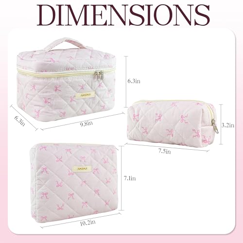Bolsa de maquillaje de viaje, 3 bolsas de maquillaje acolcha