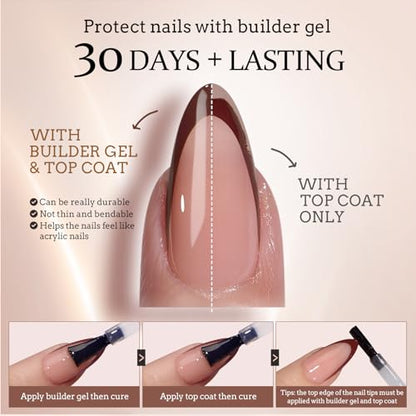 BTArtboxnails XCOATTIPS - Uñas de gel francesas – Tonos de p