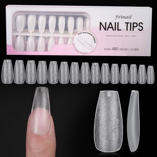 Puntas de uñas medianas a presión, 480 unidades, 15 tamaños,