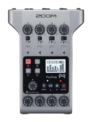 Zoom PodTrak P4 - Grabadora de podcasts, alimentada por bate