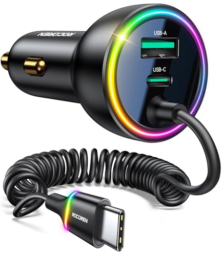 Rocoren 70W Car Charger for iPhone 16/15 Pro Max, USB C Car