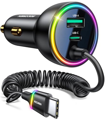 Rocoren 70W Car Charger for iPhone 16/15 Pro Max, USB C Car