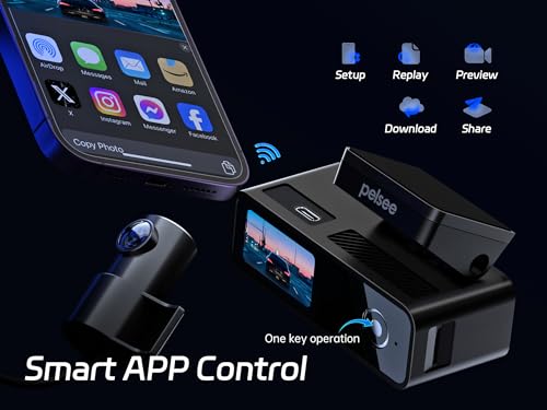 Pelsee P1 Duo 4K Dash Cam frontal y trasera, tarjeta SD de 6