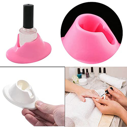 4 piezas de goma suave esmalte de uñas portabotellas antider