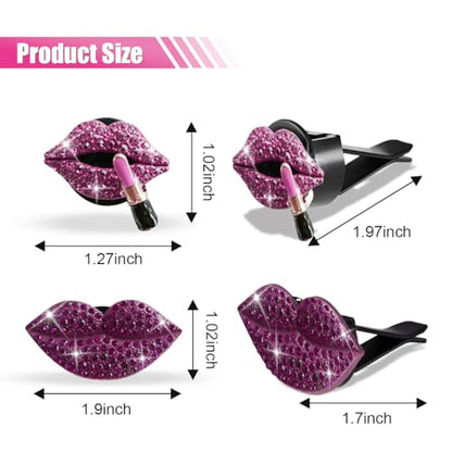 4 clips de ventilación de labios de color rojo rosa, con dia