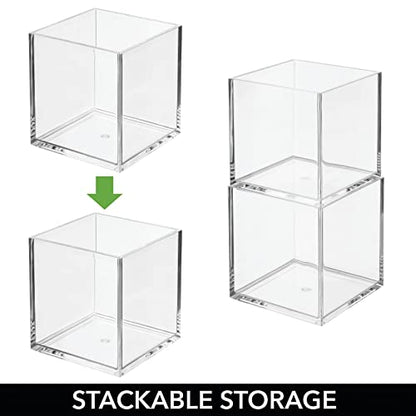 mDesign Organizador de cosméticos cuadrado apilable para bañ