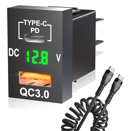 Cargador de coche con puerto USB C QC3.0 para Toyota, adapta