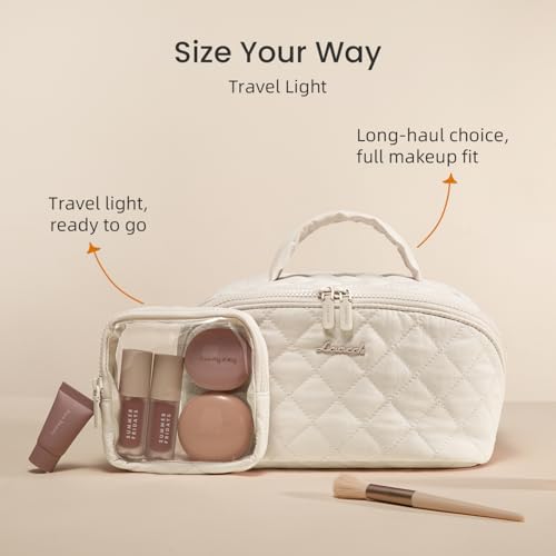 LOVEVOOK Bolsa de maquillaje de viaje de gran capacidad, 2 p
