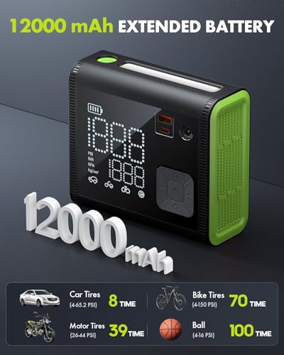 Anykit Inflador de neumáticos, compresor de aire portátil, b