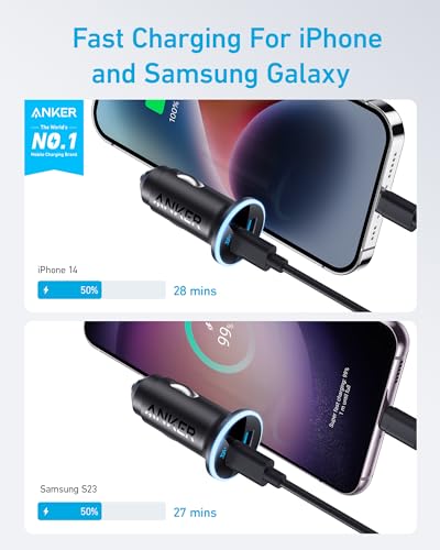 Anker Adaptador de cargador de coche USB C 323, cargador de