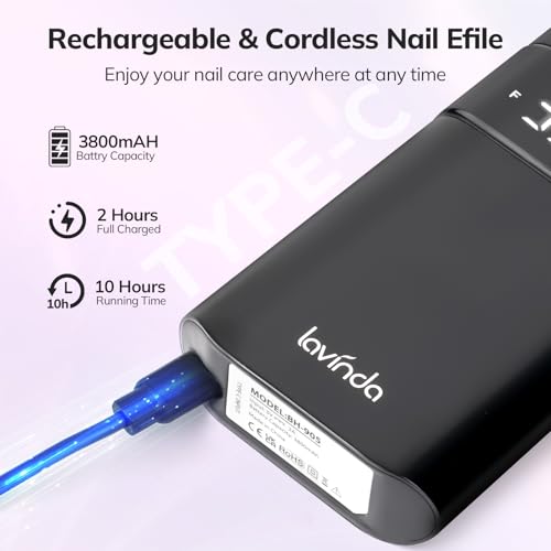 Lavinda Taladro de uñas eléctrico de 35000 RPM, máquina prof