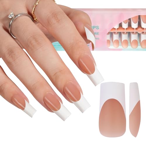 Misssix 240 puntas de uñas de gel francesas a presión, larga