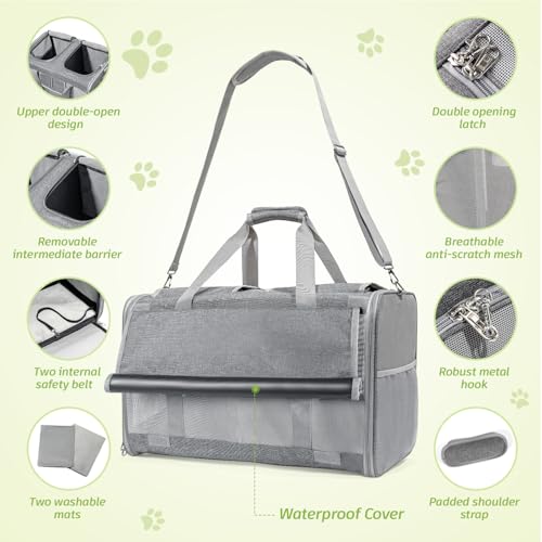 Transportador de gatos extragrande para 2 gatos, 24 x 14 x 1