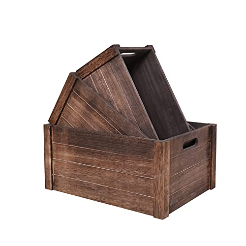 Caja de madera negra antigua para almacenamiento, cajas deco