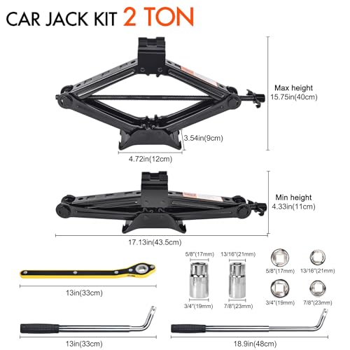 Kit de gato de automóvil de 2 toneladas (4409 libras) Kit de