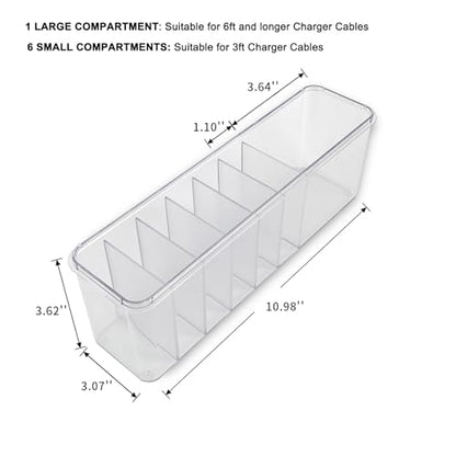 Yesesion Caja organizadora de cables de plástico con 7 compa