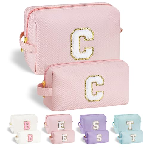 YOOLIFE Bolsa de maquillaje de viaje con inicial, regalos de