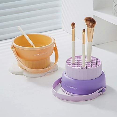 Cuenco limpiador de brochas de maquillaje de silicona 3 en 1