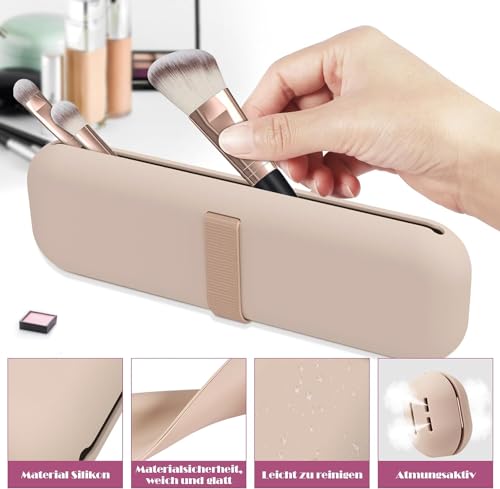 Porta brochas de maquillaje de silicona sin olor, bolsa de c