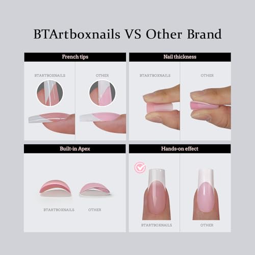 BTArtboxnails XCOATTIPS - Uñas de gel francesas – Tonos de p