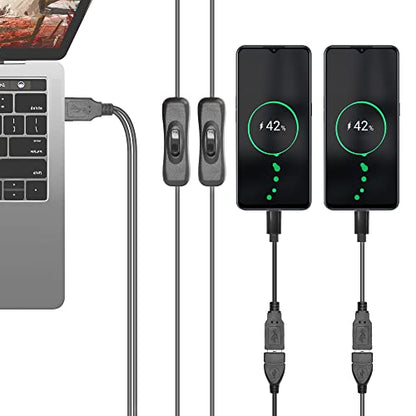 YACSEJAO Divisor USB con interruptor USB A 2.0 macho a doble