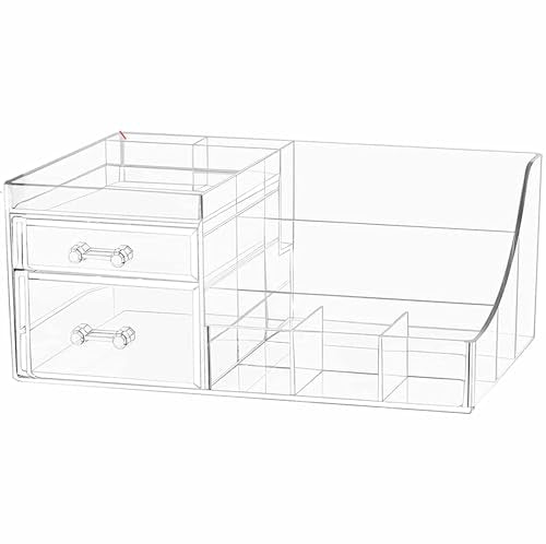 SuoXing Organizador de maquillaje acrílico con 2 cajones, or