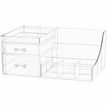 SuoXing Organizador de maquillaje acrílico con 2 cajones, or