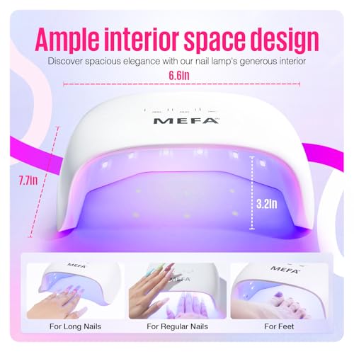 MEFA Lámpara de uñas UV con guantes UV, luz de 72 W para uña