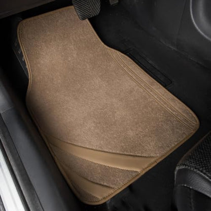 CAR PASS Alfombrillas de cuero beige impermeables con borde