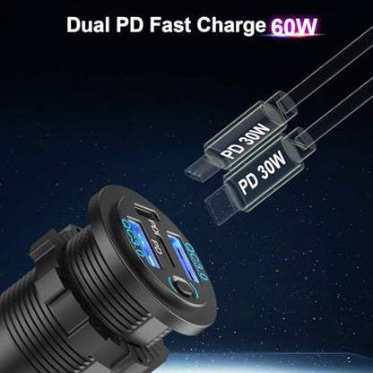 Cargador de coche con salida USB de 78 W, 4 puertos y 12 V,