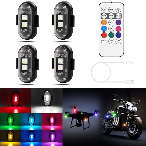 Luces LED inalámbricas para automóvil, 4 unidades, con contr