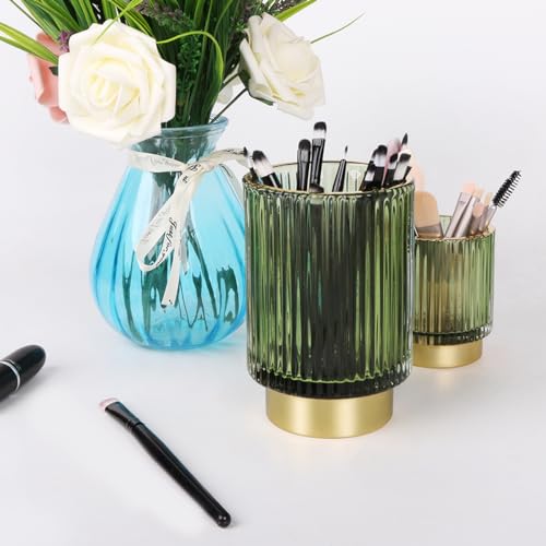 Soporte para brochas de maquillaje de cristal, organizador d