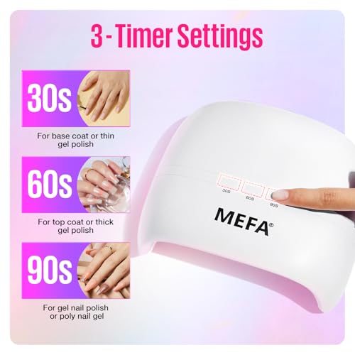 MEFA Lámpara de uñas UV con guantes UV, luz de 72 W para uña